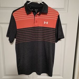 Under Armour Men's Polo in Venom Red and Charcoal/Black